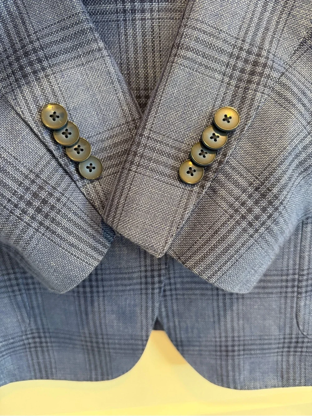 Paul Betenly Men's Blue Plaid Sport Coat 50% Cotton 50% Linen - Size 44R